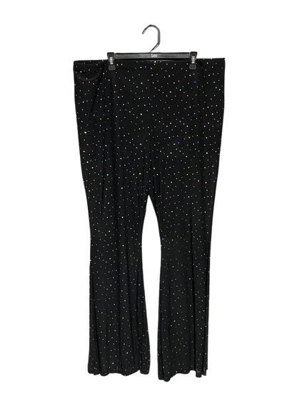 SHEIN |XXXL| WAIST 42| B32| BLACK FLARED TROUSERS WITH MULTICOLOR GLITTER RHINESTONES