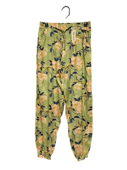 CHIC LADY |M| WAIST 28| B32| CHIC LIME GREEN FLORAL JOGGER PANTS BY CHIC LADY