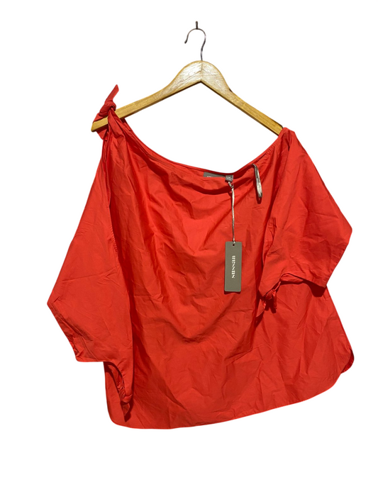 SUSSAN |M| BUST FREE| B32| VIBRANT RED OFF-SHOULDER TIE-DETAIL BLOUSE