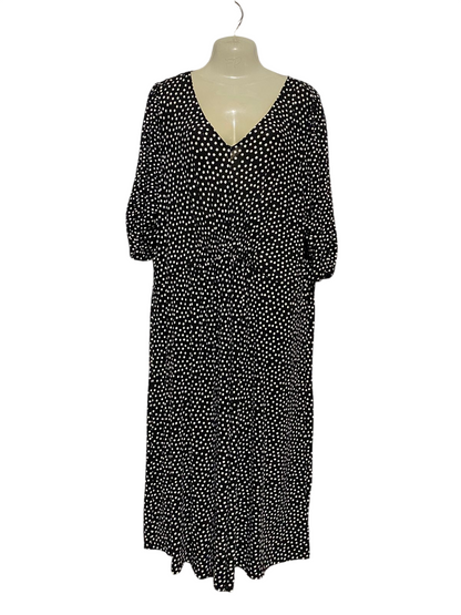 SUZANNEGRAE |XL| BUST 22| B32| ELEGANT BLACK & WHITE POLKA DOT V-NECK MAXI DRESS