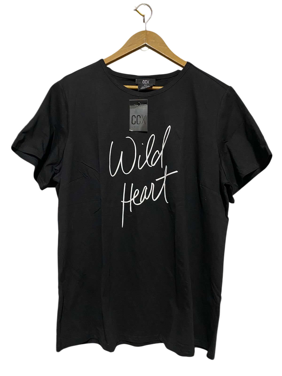 CCX |XS| BUST 24| B32| JET BLACK "WILD HEART" SCRIPT GRAPHIC TEE