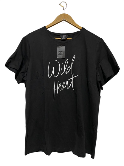 CCX |XS| BUST 24| B32| JET BLACK "WILD HEART" SCRIPT GRAPHIC TEE
