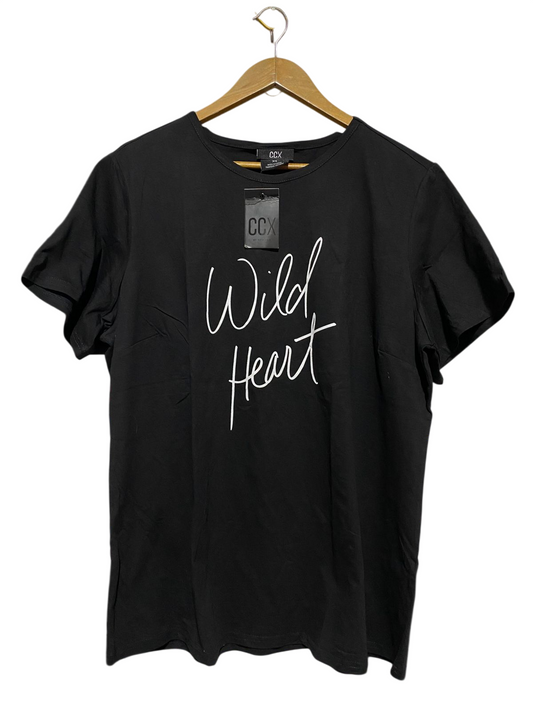 CCX |XS| BUST 24| B32| JET BLACK "WILD HEART" SCRIPT GRAPHIC TEE
