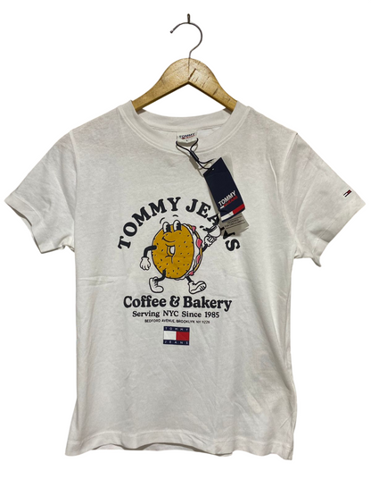 TOMMY JEANS |L| BUST 18| B32| WHITE COFFEE & BAKERY NYC GRAPHIC TEE