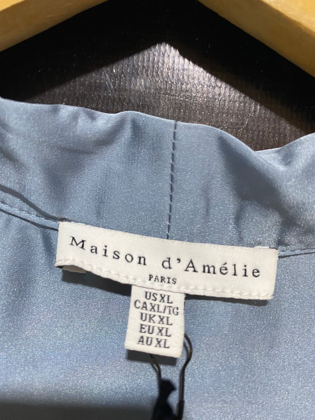 MAISON D AMELIE |XL| BUST 22| B32| DUSTY BLUE SATIN SLEEVELESS TIE-FRONT BLOUSE