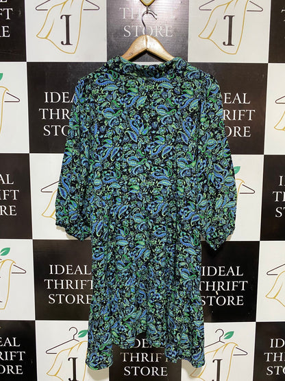 ED IT ED |XL| BUST 22| B32| BLUE & GREEN PAISLEY PRINT MINI DRESS