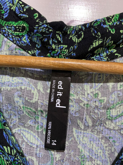 ED IT ED |XL| BUST 22| B32| BLUE & GREEN PAISLEY PRINT MINI DRESS