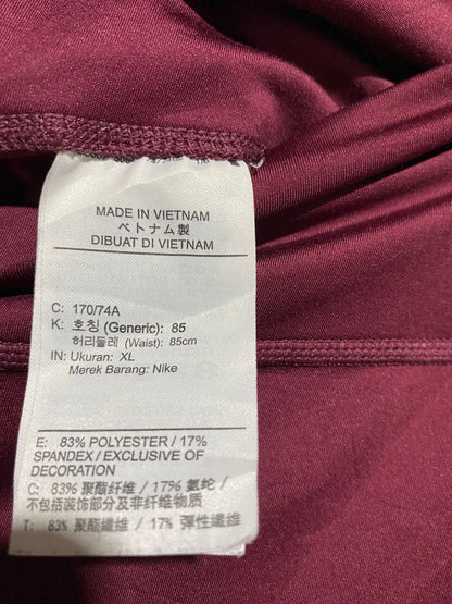 NIKE |XL| WAIST 32| B32| WOMENS HIGH-WAISTED MAROON TRAINING LEGGINGS WITH STACKED SWOOSH