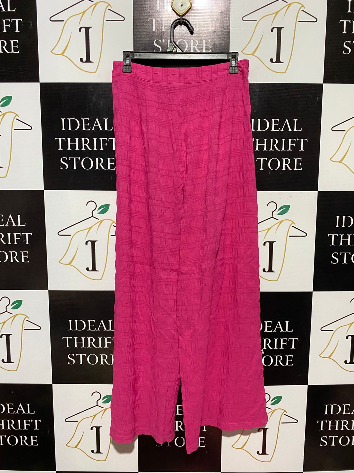 |L| WAIST 30| B32| VIBRANT HOT PINK TEXTURED WIDE-LEG PALAZZO PANTS