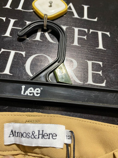 ATMOS & HERE |XL| WAIST 32| B32| CHIC MUSTARD BEIGE HIGH-WAISTED WIDE-LEG TROUSERS