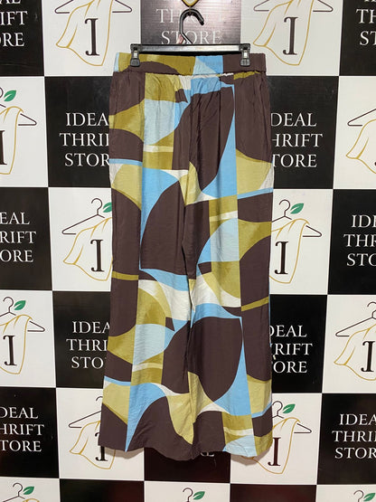 LILY LOVES |L| WAIST 30| B32| RETRO GEOMETRIC PRINT WIDE-LEG LOUNGE PANTS
