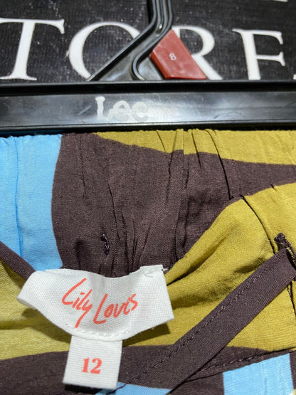 LILY LOVES |L| WAIST 30| B32| RETRO GEOMETRIC PRINT WIDE-LEG LOUNGE PANTS