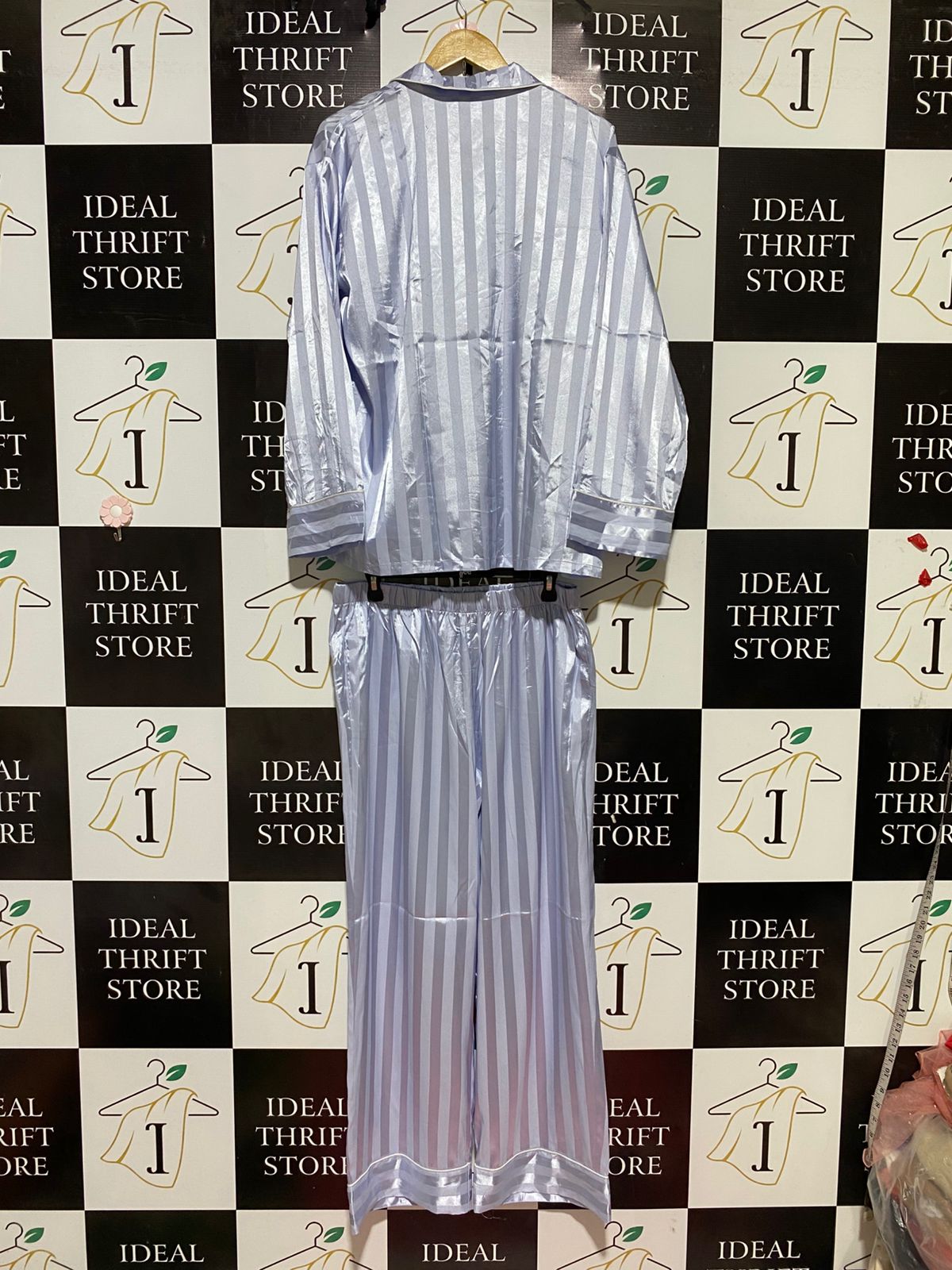 CHLOE & LOLA |XL| B32| LUXURIOUS SILK LILAC VERTICAL STRIPED NIGHTWEAR PAJAMA SET