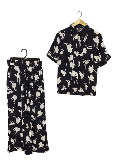 UNE PIECE |M| B32| CHIC BLACK AND WHITE FLORAL CO-ORD MATCHING SHIRT AND TROUSER SET