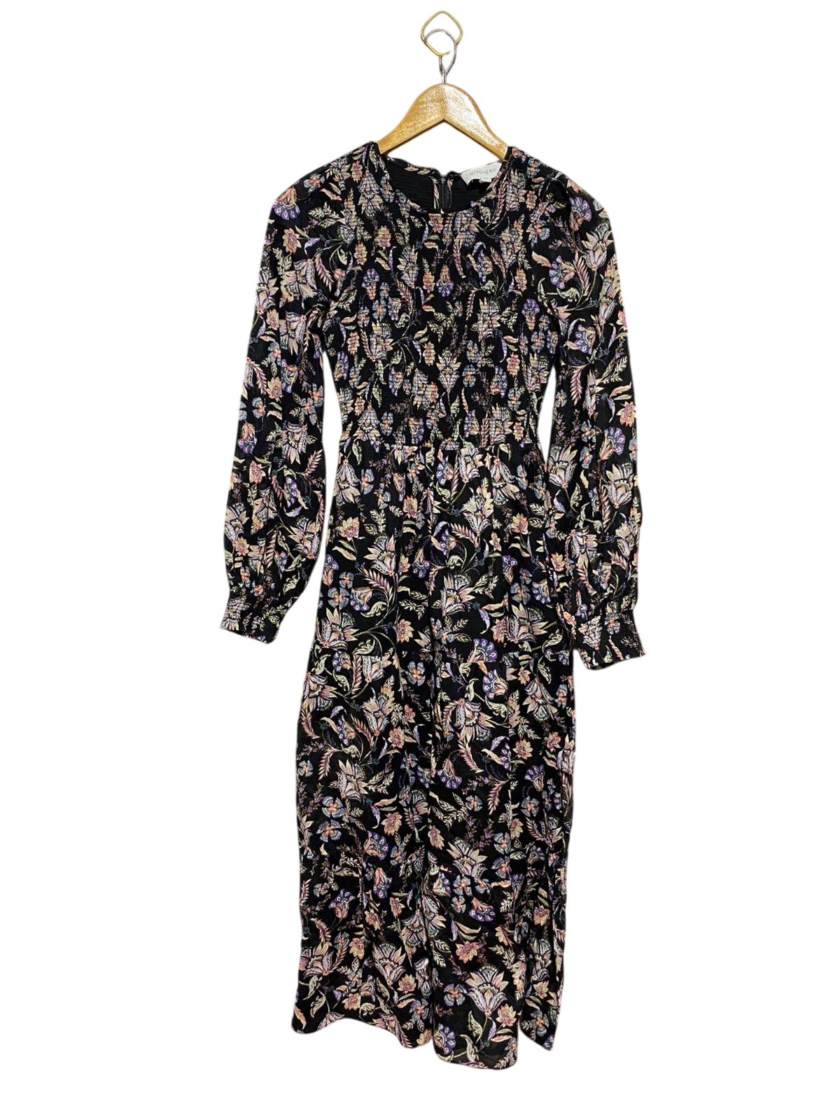 WITCHERY |XS| BUST 13| B32| FLORAL PRINT SMOCKED LONG SLEEVE MAXI DRESS