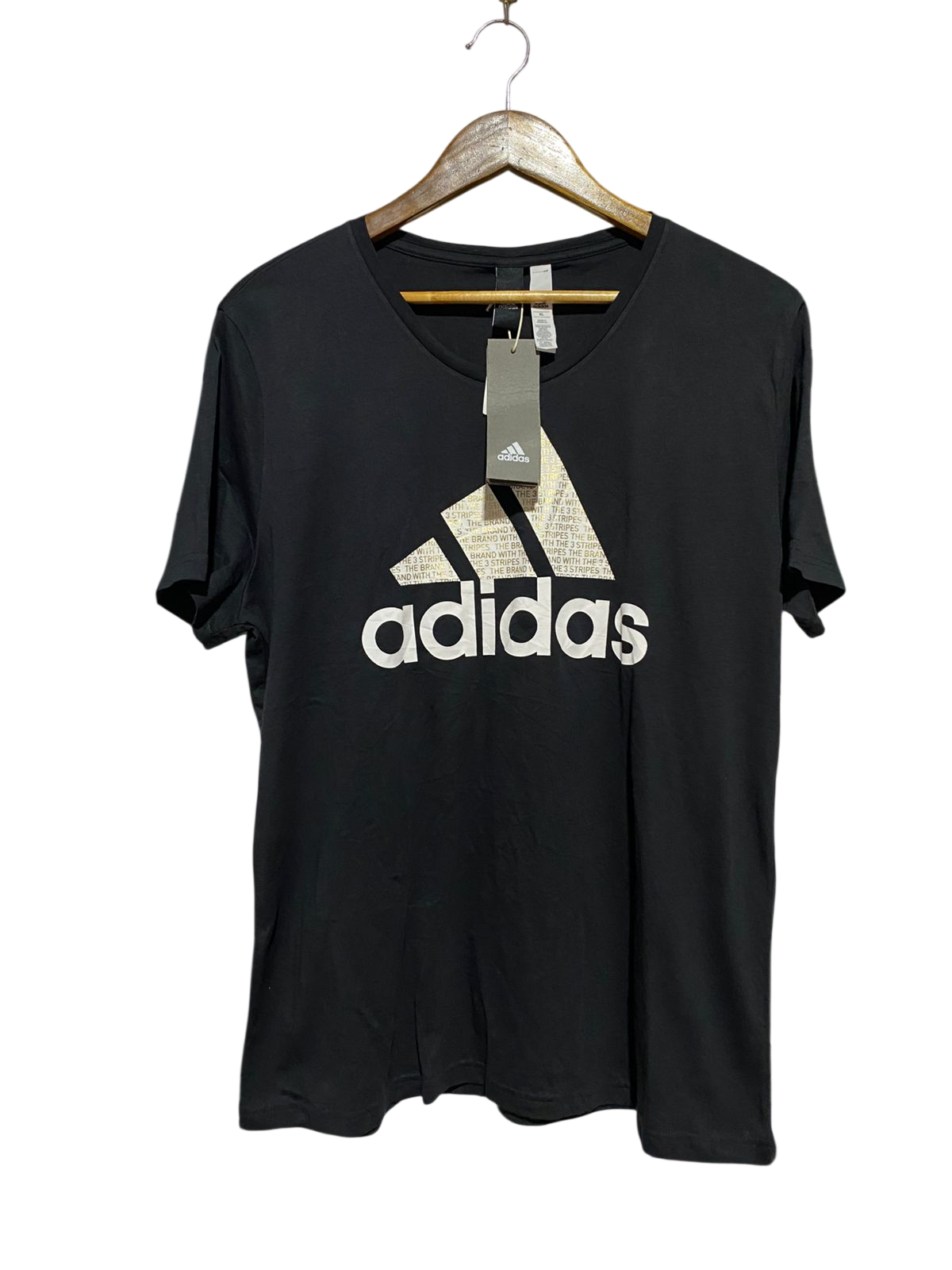 ADIDAS |XL| BUST 22| B32| BLACK BIG LOGO SPORTY GRAPHIC ACTIVEWEAR TEE