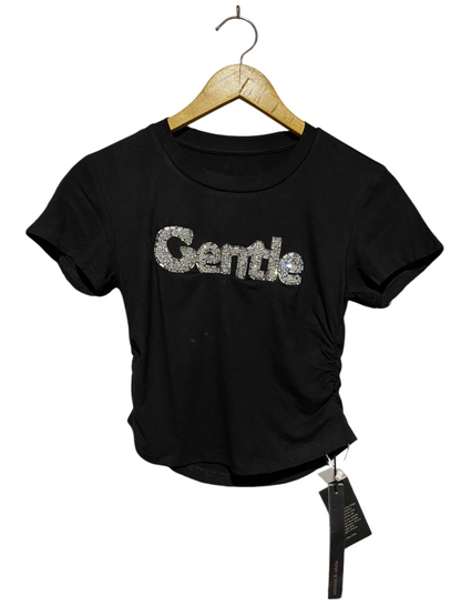 MIMIUS |S| BUST 14| B32| BLACK EMBELLISHED "GENTLE" RUCHED CROP TEE