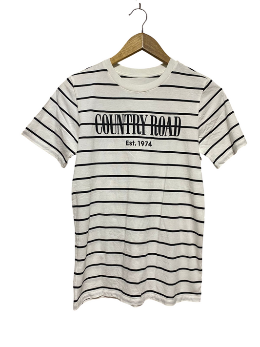 COUNTRY ROAD |M| BUST 17| B32| STRIPED LOGO GRAPHIC SHORT SLEEVE TEE