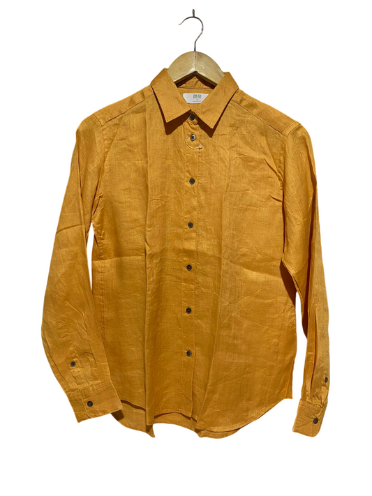 UNIQLO |XS| BUST 19| B32| MUSTARD YELLOW LINEN LONG SLEEVE BUTTON-DOWN SHIRT