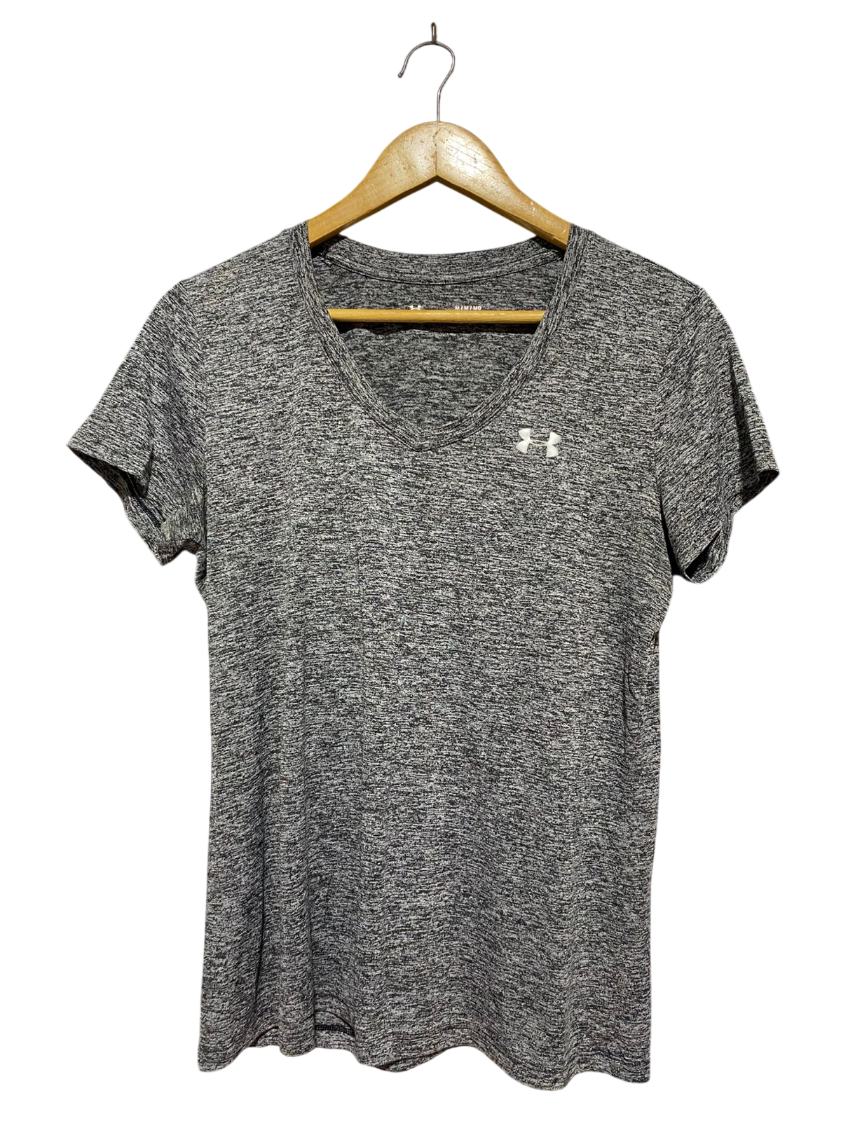 UNDER ARMOUR |M| BUST 19| B32| CHARCOAL GREY HEATHERED V-NECK ACTIVEWEAR TEE