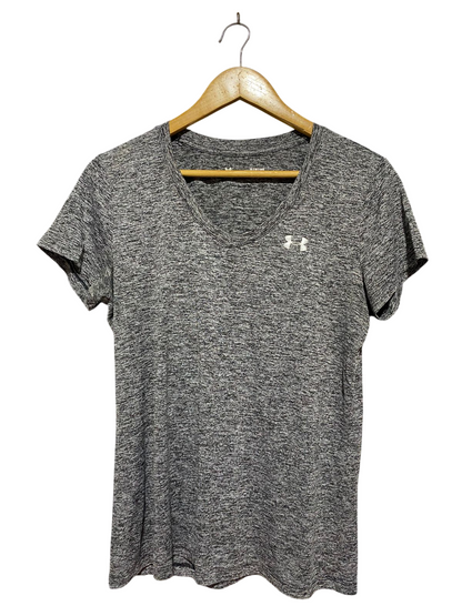 UNDER ARMOUR |M| BUST 19| B32| CHARCOAL GREY HEATHERED V-NECK ACTIVEWEAR TEE