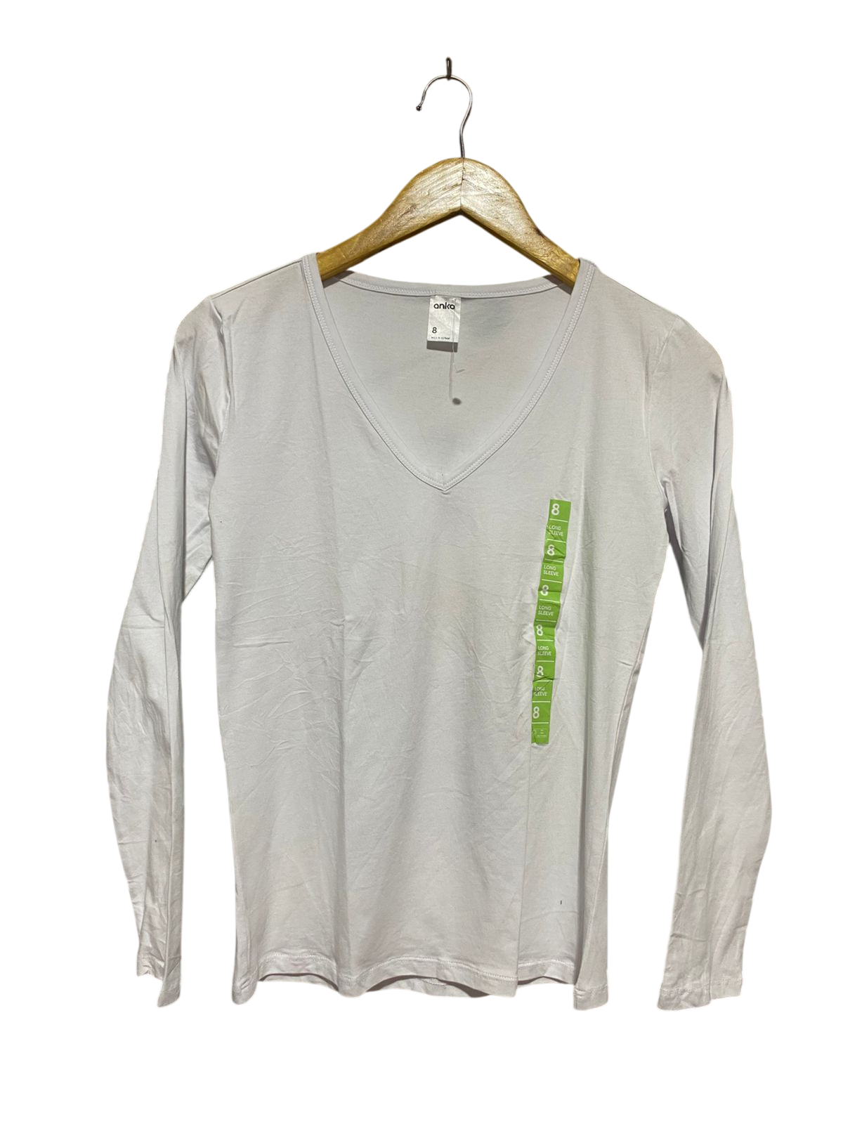 ANKO |S| BUST 15| B32| CLASSIC WHITE V-NECK LONG SLEEVE TEE
