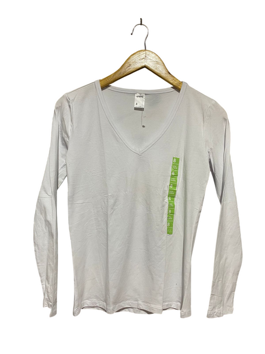 ANKO |S| BUST 15| B32| CLASSIC WHITE V-NECK LONG SLEEVE TEE