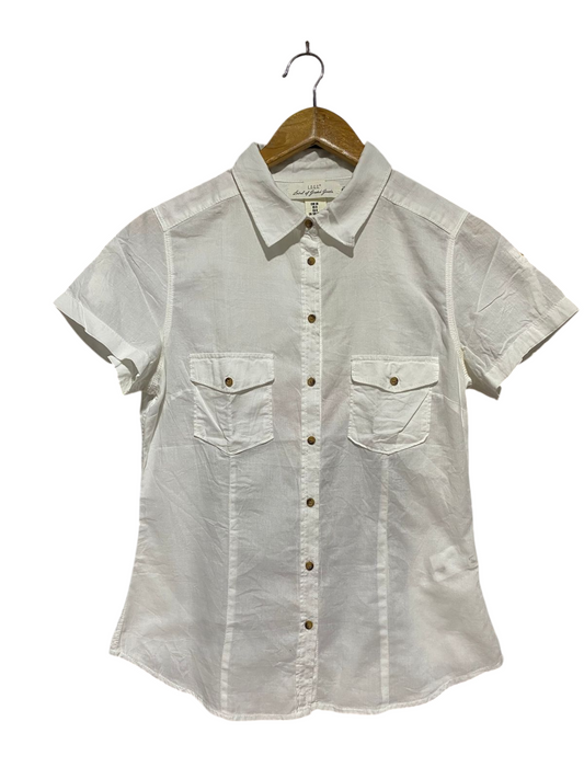 H&M |L| BUST 18| B32| CLASSIC WHITE SHORT-SLEEVE BUTTON-DOWN SHIRT