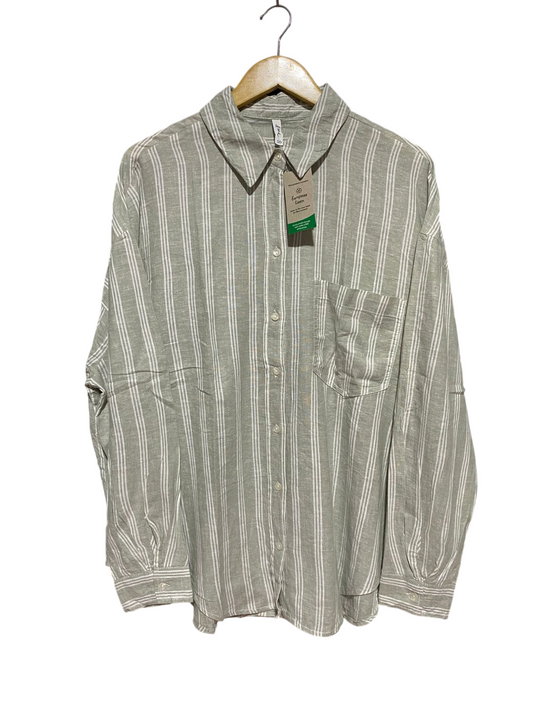& ME |XL| BUST 26| B32| SAGE GREEN STRIPED BUTTON-DOWN SHIRT