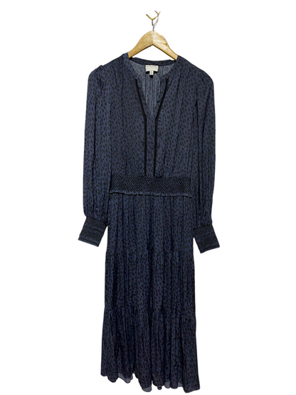 WITCHERY |L| BUST 18| B32| NAVY BLUE LEOPARD PRINT TIERED MAXI DRESS