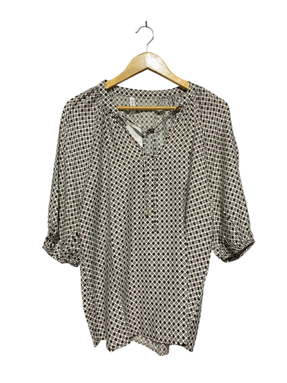 & ME |XL| BUST 22| B32| GEOMETRIC PRINT V-NECK TIE BLOUSE