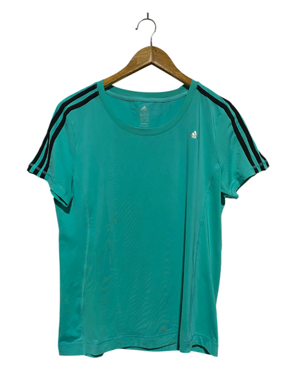 ADIDAS |L| BUST 19| B32| CLIMALITE TURQUOISE GREEN 3-STRIPE SPORTY T-SHIRT
