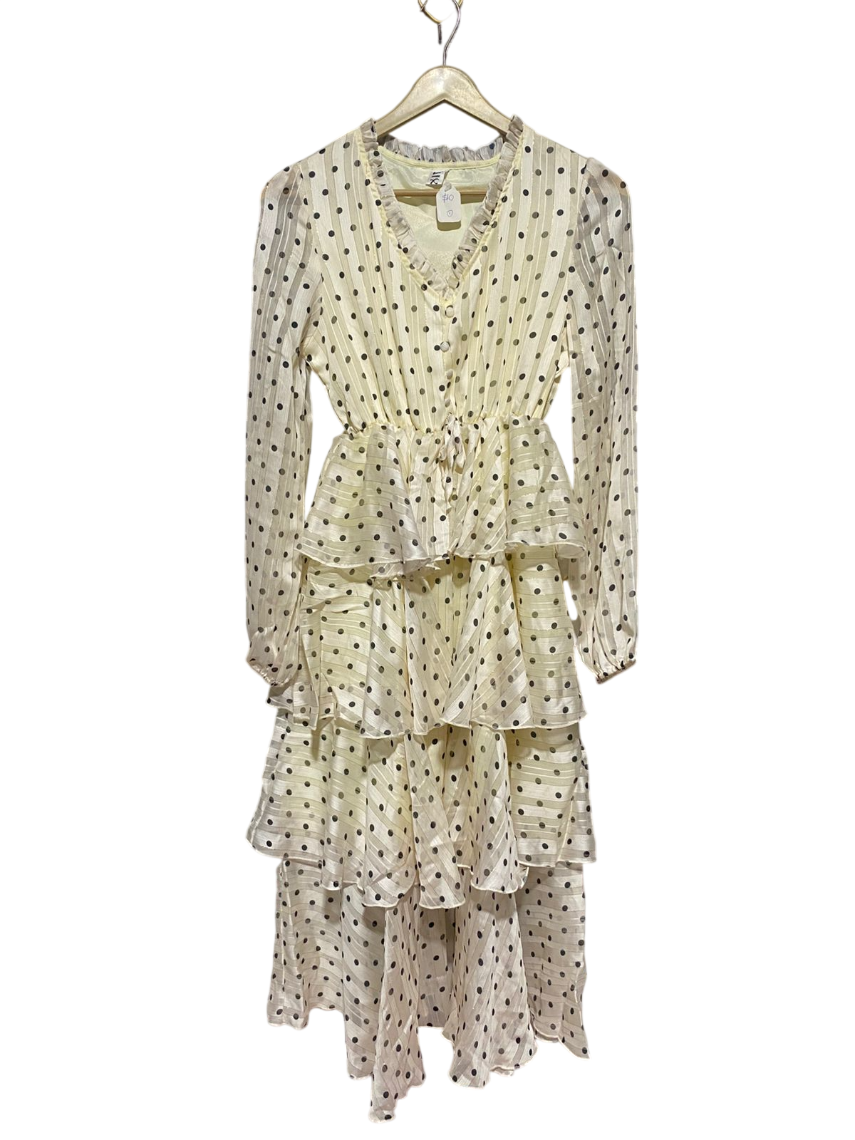 JIAXIN |S| BUST 15| B32| VINTAGE-INSPIRED POLKA DOT TIERED RUFFLE MAXI DRESS