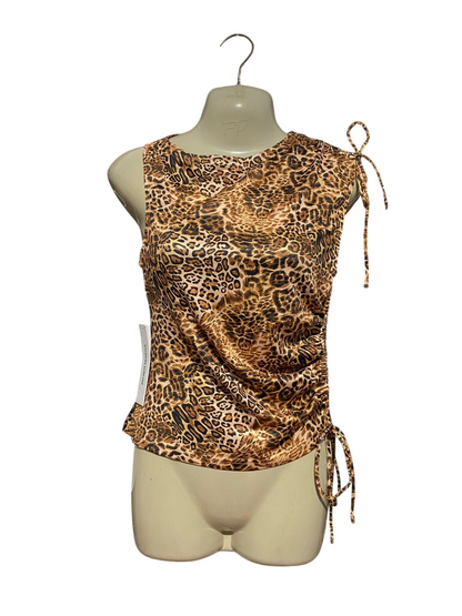 PRINCESS POLLY |M| BUST 16| B32| FREE PEOPLE LEOPARD PRINT RUFFLED SIDE TIE TANK TOP