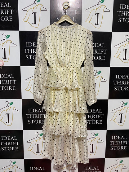 JIAXIN |S| BUST 15| B32| VINTAGE-INSPIRED POLKA DOT TIERED RUFFLE MAXI DRESS
