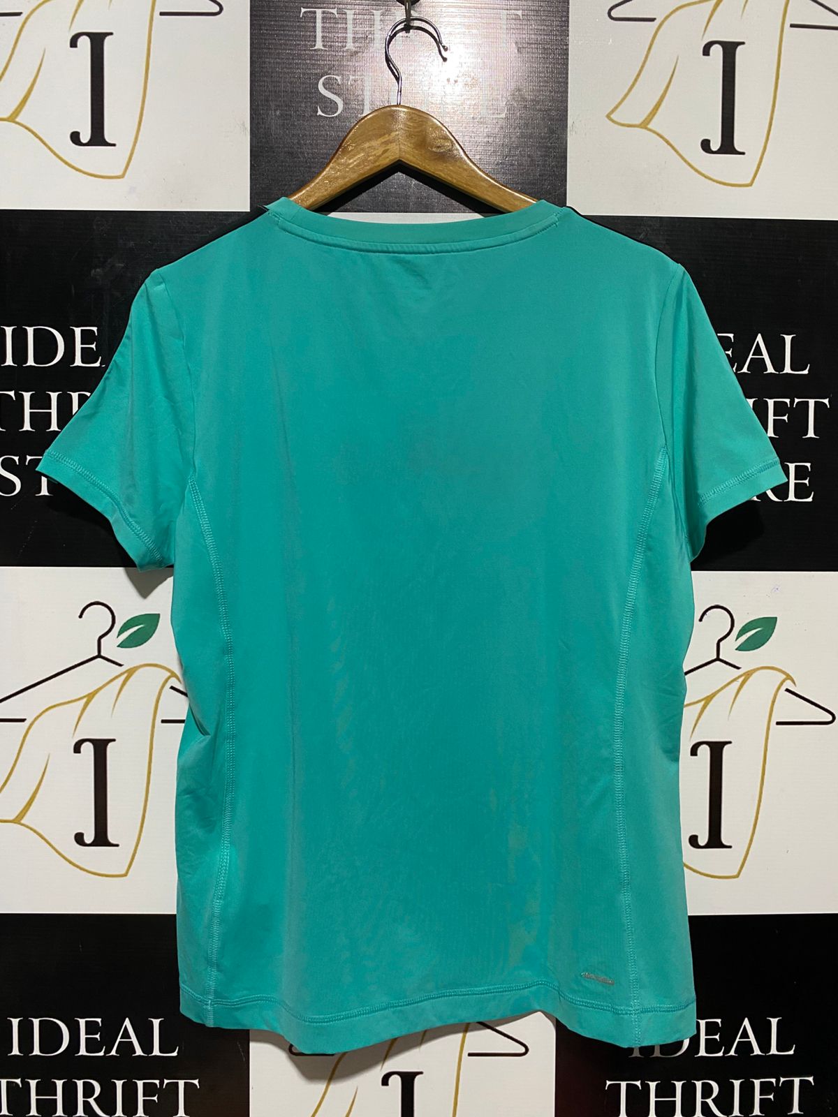 ADIDAS |L| BUST 19| B32| CLIMALITE TURQUOISE GREEN 3-STRIPE SPORTY T-SHIRT