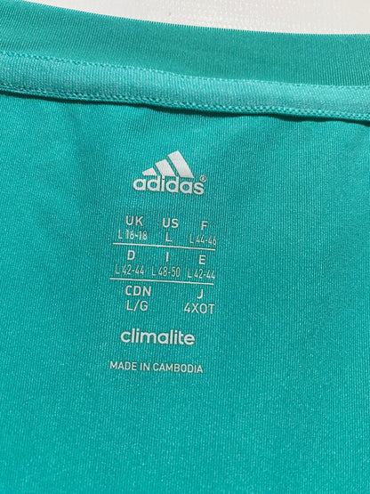 ADIDAS |L| BUST 19| B32| CLIMALITE TURQUOISE GREEN 3-STRIPE SPORTY T-SHIRT