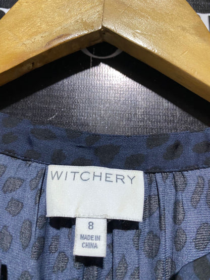 WITCHERY |L| BUST 18| B32| NAVY BLUE LEOPARD PRINT TIERED MAXI DRESS