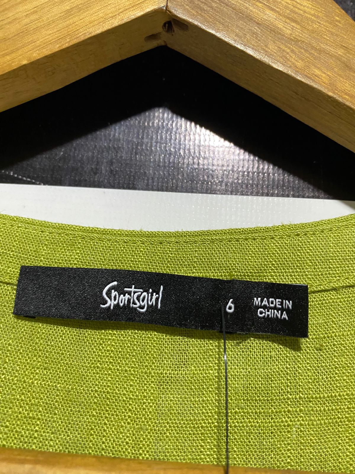 SPORTS GIRL |S| BUST 18| B32| LIME GREEN LINEN BLEND FRONT TIE BLOUSE