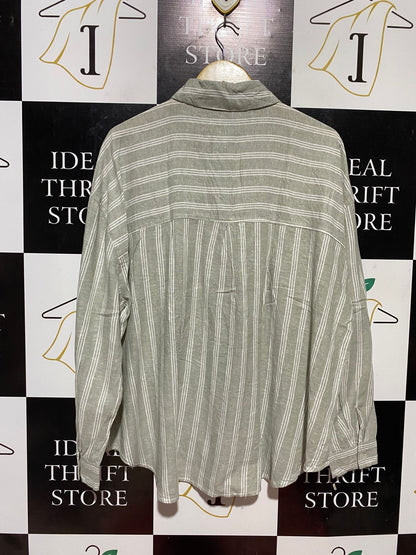 & ME |XL| BUST 26| B32| SAGE GREEN STRIPED BUTTON-DOWN SHIRT