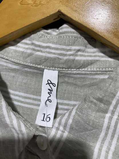 & ME |XL| BUST 26| B32| SAGE GREEN STRIPED BUTTON-DOWN SHIRT