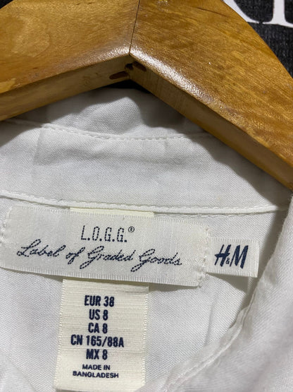 H&M |L| BUST 18| B32| CLASSIC WHITE SHORT-SLEEVE BUTTON-DOWN SHIRT