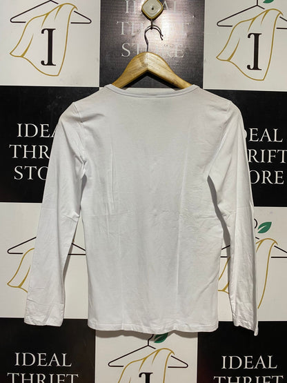ANKO |S| BUST 15| B32| CLASSIC WHITE V-NECK LONG SLEEVE TEE