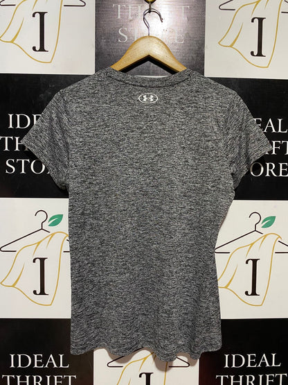 UNDER ARMOUR |M| BUST 19| B32| CHARCOAL GREY HEATHERED V-NECK ACTIVEWEAR TEE