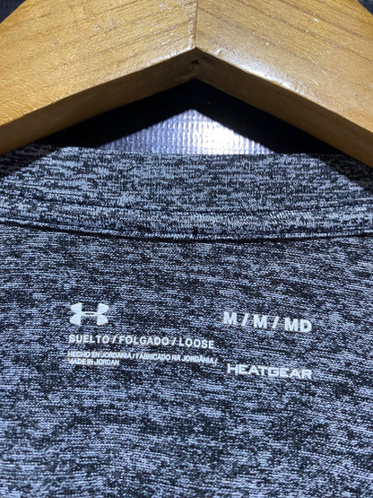 UNDER ARMOUR |M| BUST 19| B32| CHARCOAL GREY HEATHERED V-NECK ACTIVEWEAR TEE