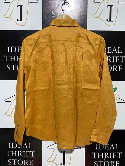 UNIQLO |XS| BUST 19| B32| MUSTARD YELLOW LINEN LONG SLEEVE BUTTON-DOWN SHIRT
