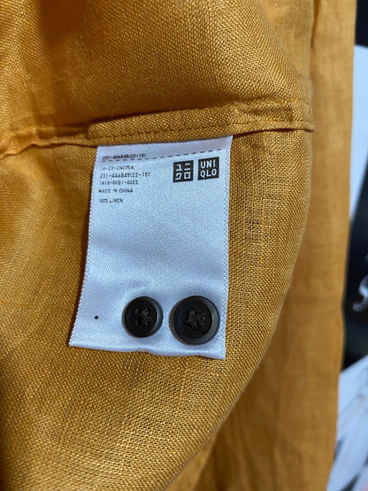 UNIQLO |XS| BUST 19| B32| MUSTARD YELLOW LINEN LONG SLEEVE BUTTON-DOWN SHIRT