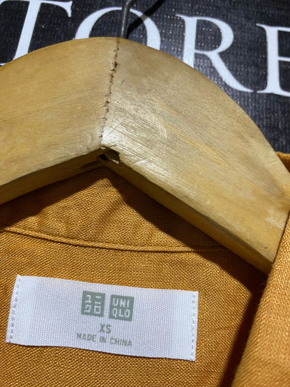 UNIQLO |XS| BUST 19| B32| MUSTARD YELLOW LINEN LONG SLEEVE BUTTON-DOWN SHIRT