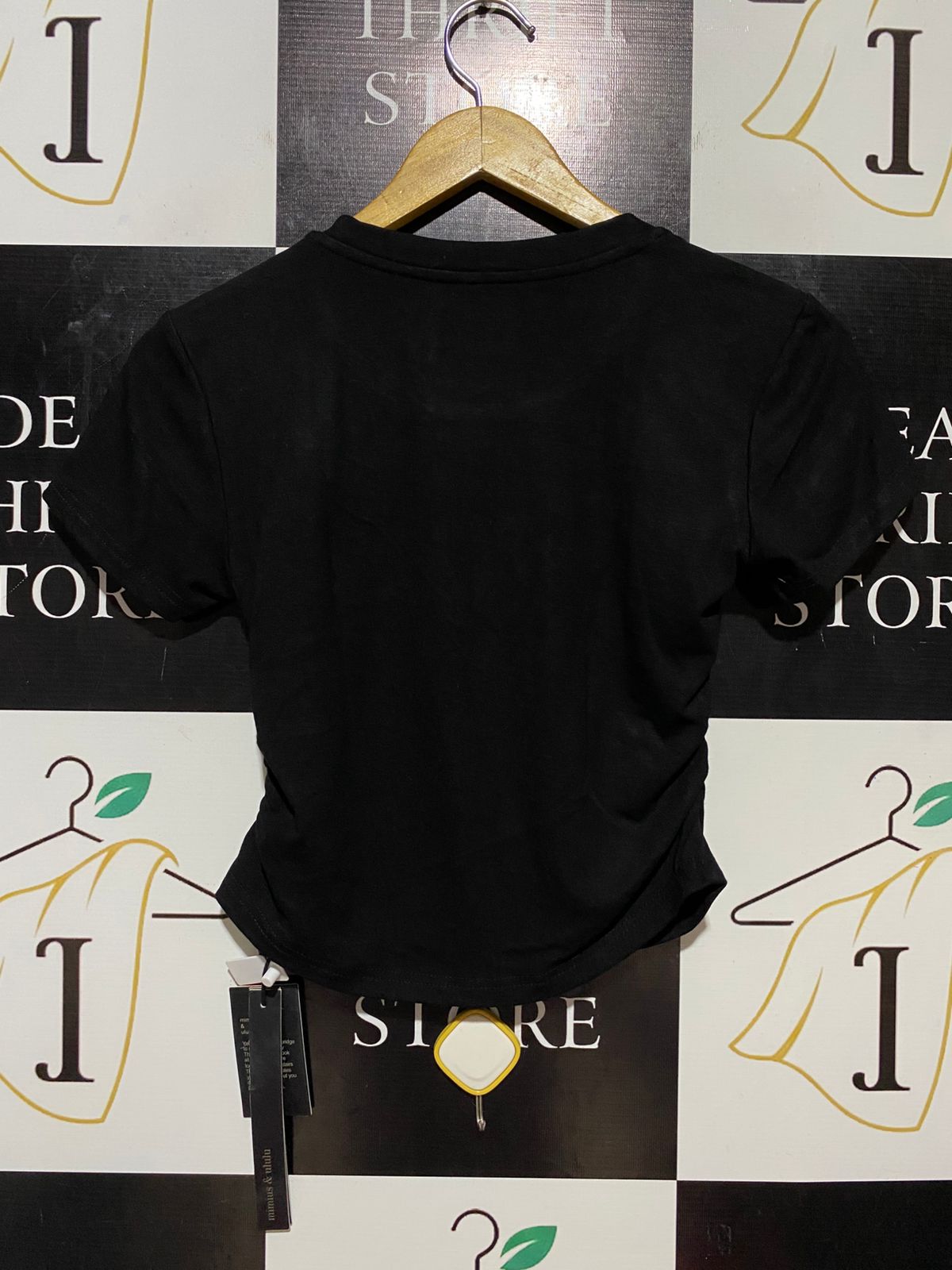 MIMIUS |S| BUST 14| B32| BLACK EMBELLISHED "GENTLE" RUCHED CROP TEE