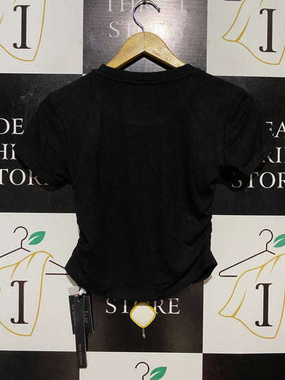 MIMIUS |S| BUST 14| B32| BLACK EMBELLISHED "GENTLE" RUCHED CROP TEE